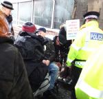 Manchester Disabled People Against Cuts block V.I.P. Tory Party Conference entrance